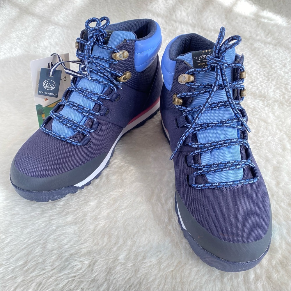 Joules Chedworth Women's Waterproof Lace Up Hiker Boots, Navy Blue, Size 7